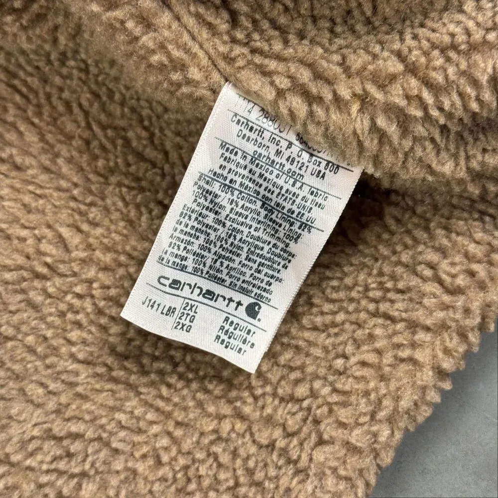 Vintage Carhartt J141 LBR Hooded Detroit Sierra Sherpa Lined Jacket EUC! - 2XL